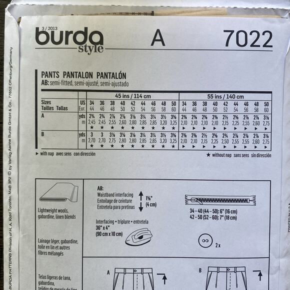 BURDA PATTERN 7022 Men’s Pants Size 34 - 50 - Picture 4 of 6